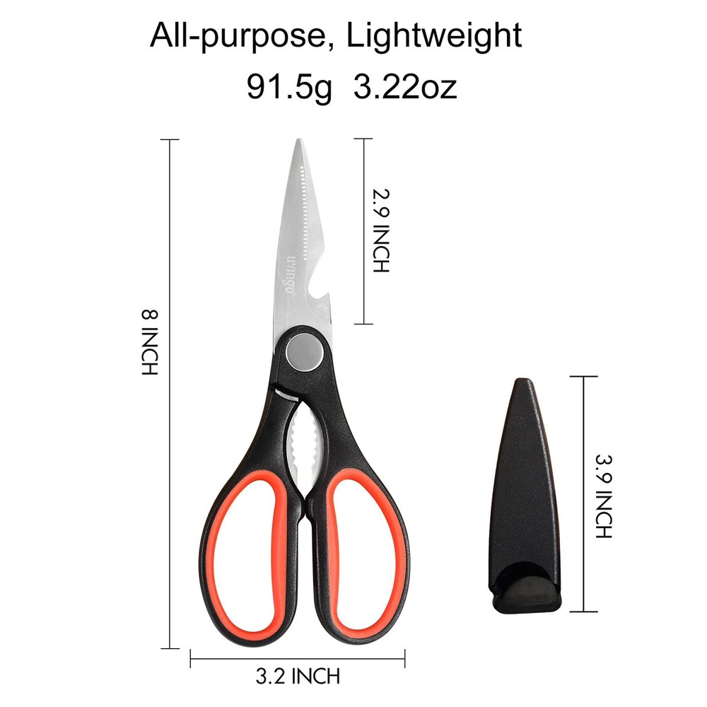 LIVINGO 8" Kitchen Scissors 2 Pack Heavy Duty