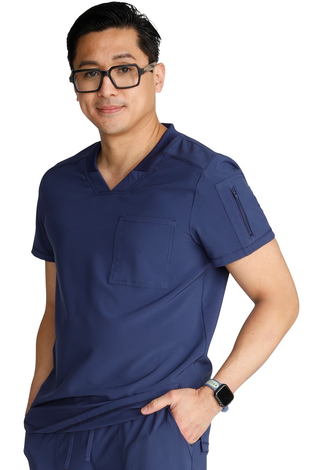 Cherokee Scrubs Men's V-Neck Top CK824A NAV Navy Free Shipping