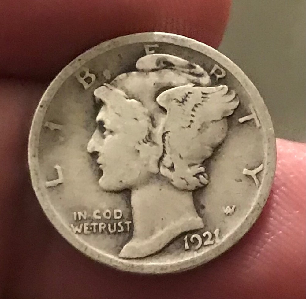 1921 Mercury Dime, VG+, better date
