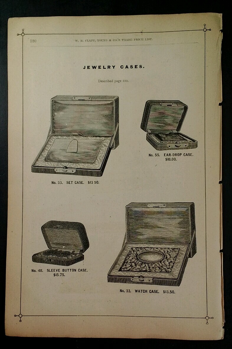 Jewelry Watch Cases 1881 Catalog Page Clapp Chicago Rare VHTF Etching 119