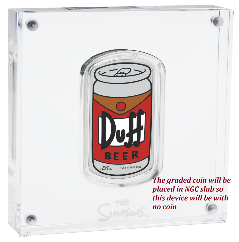 2019 The Simpson Simpsons Duff Beer Rectangular $1 1oz Silver COIN NGC PF 69