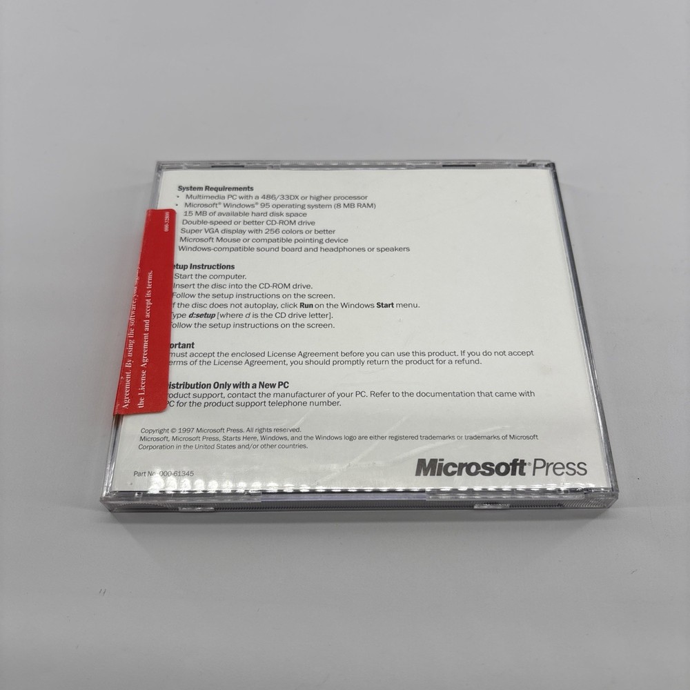 Microsoft Windows 95 Set-up Software (CD-Rom, 1995)