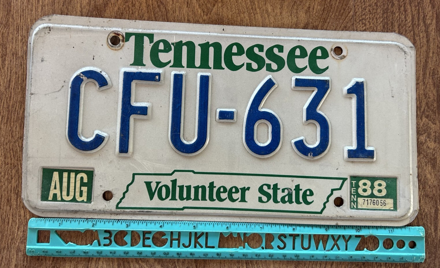 *License Plate, Tennessee, 1988, Volunteer State, Passenger, CFU - 631