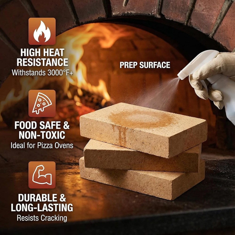 3 Pack High Temp Firebricks 9x4.5x0.8 3000F Insulating Refractory Fireclay