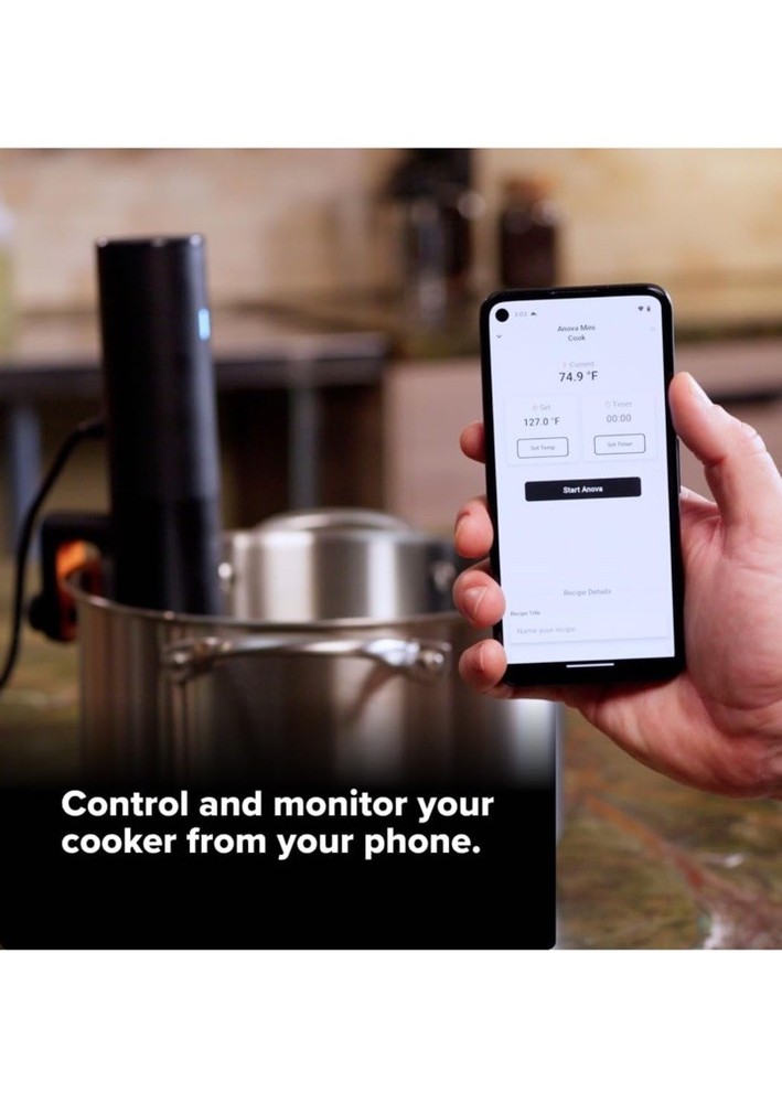 Anova Precision Cooker Mini Lite Sous Vide Immersion Circulator Black