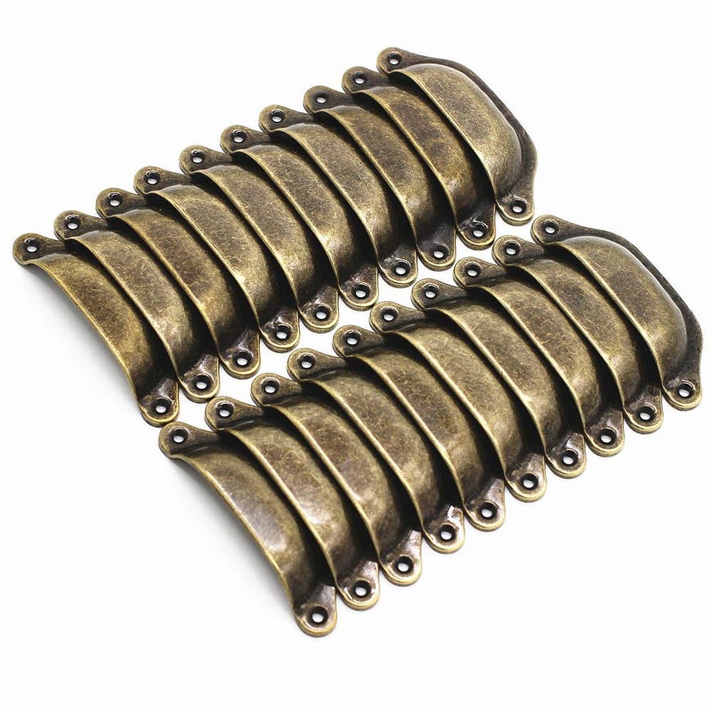 WEICHUAN 20PCS Antique Bronze Iron Drawer Knobs Pulls Handles 3-1/4",