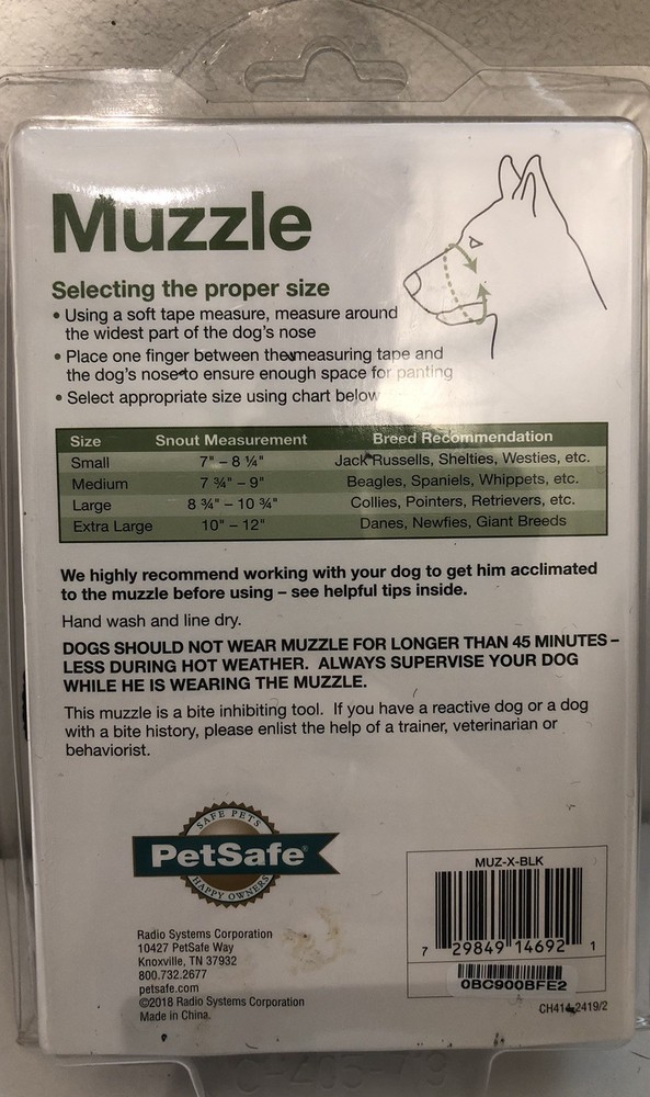Petsafe Adjustable Muzzle for XL Breed Dog - Black & Comfortable Snout Strap **