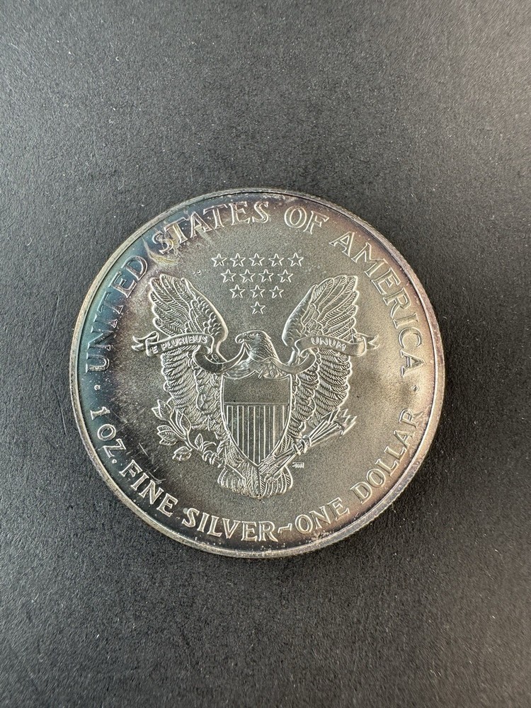 1998 American Silver Eagle 1 Oz Silver Coin Rainbow Toned