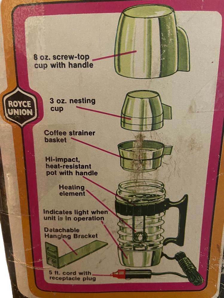 Vintage Royce Union Auto Coffee Maker RARE Lighter Plug-in Untested EUC