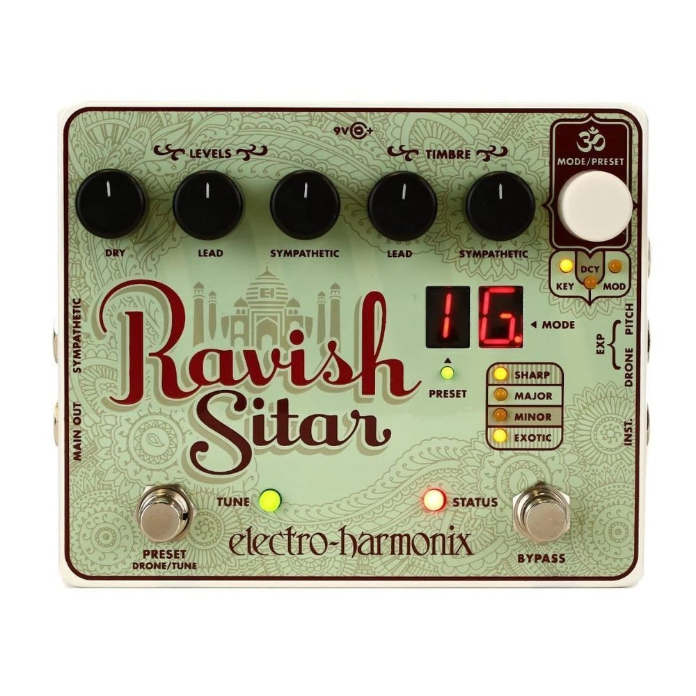 Electro-Harmonix Ravish Sitar Emulator Pedal Selectable Decay Speed TONE