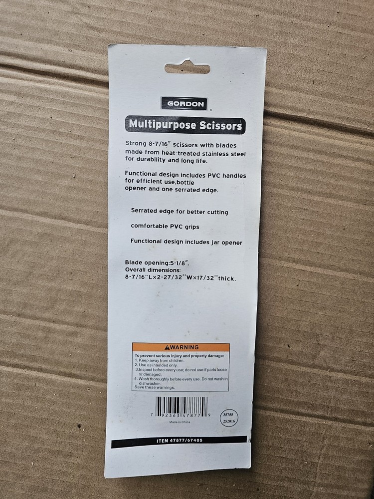 Gordon Multi-Purpose Scissors Harbor freight item #47877/67405, 3 pack