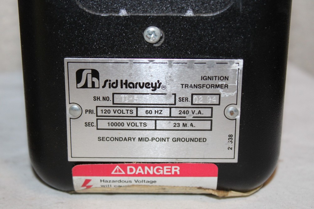 NEW Sid Harveys Ignition Transformer T1-5 120 / 10,000 Volt