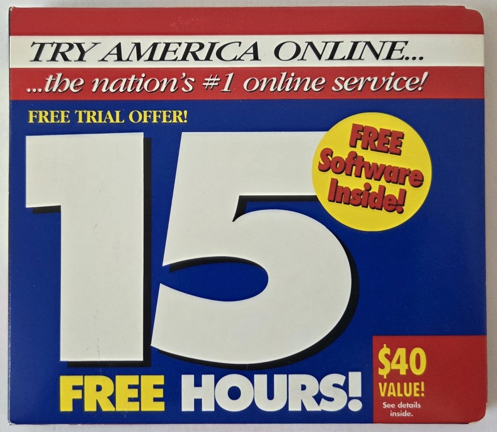 AOL America Online Version 2.5 3.5" Floppy 15 Free Hours $40 Value