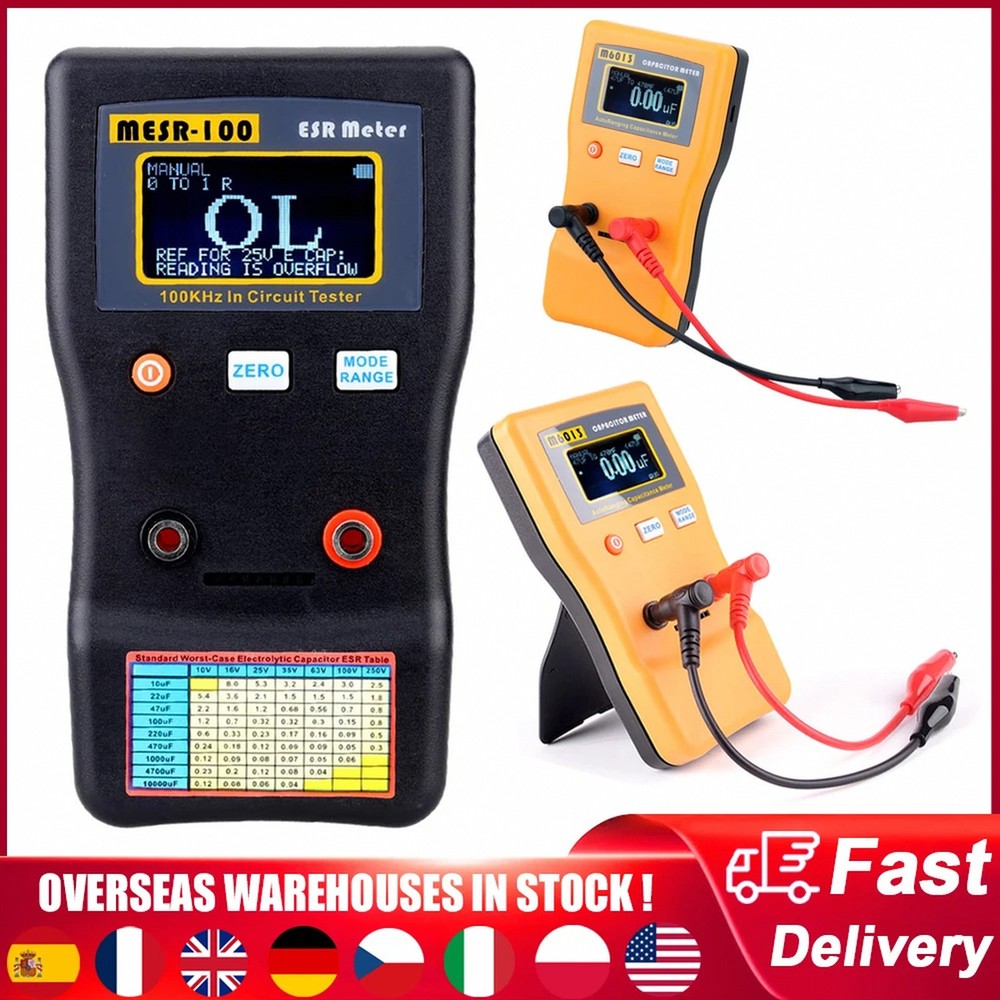 Capacitance ESR Tester for In-Circuit Capacitors – Portable ESR Capacitance Me