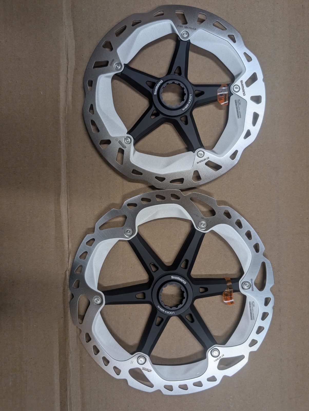 (2x) Pair Shimano RT- MT800 - L - 203mm & 180mmDisc Brake Rotor - Centerlock