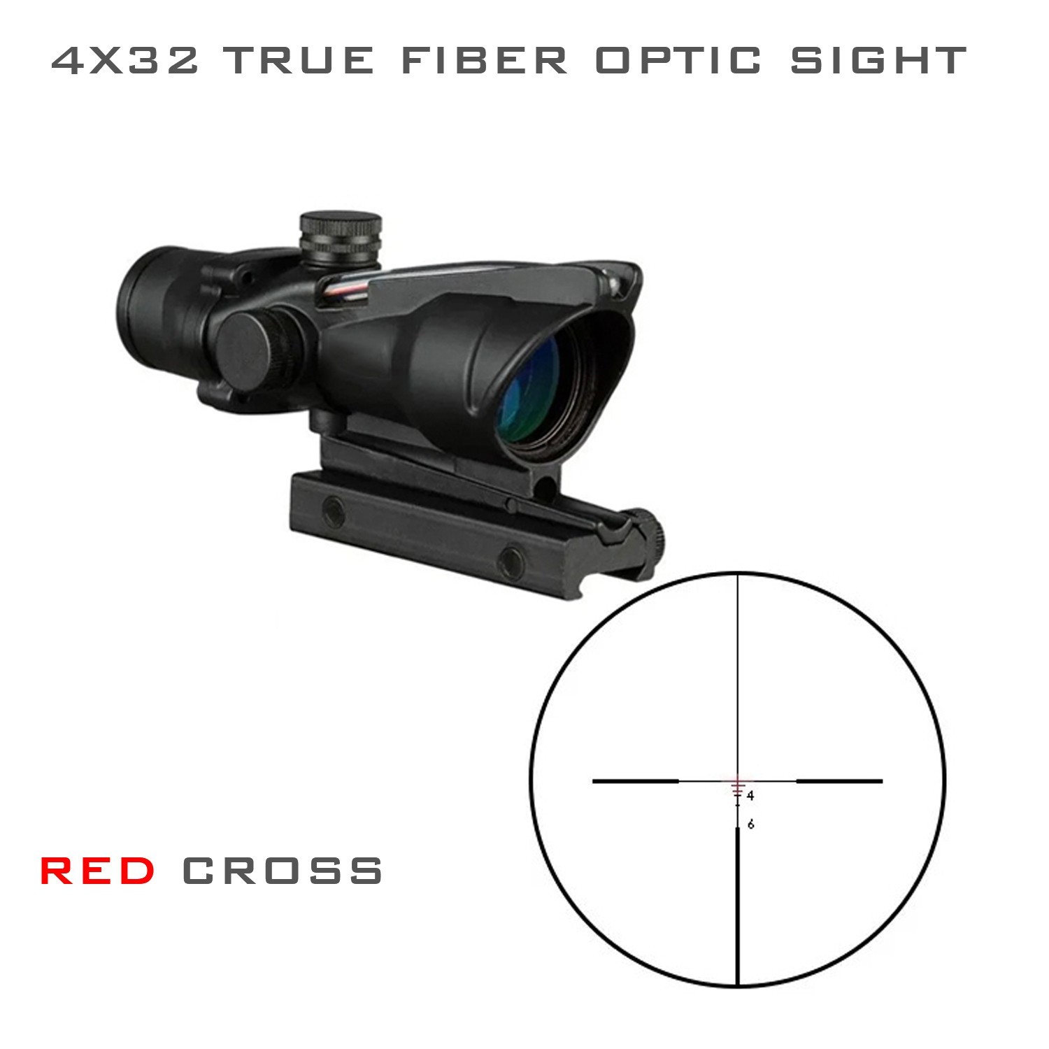 ACOG 5X35 4X32 True Fiber Optic Red Green Cross Chevron Dot Tactical Sight Scope