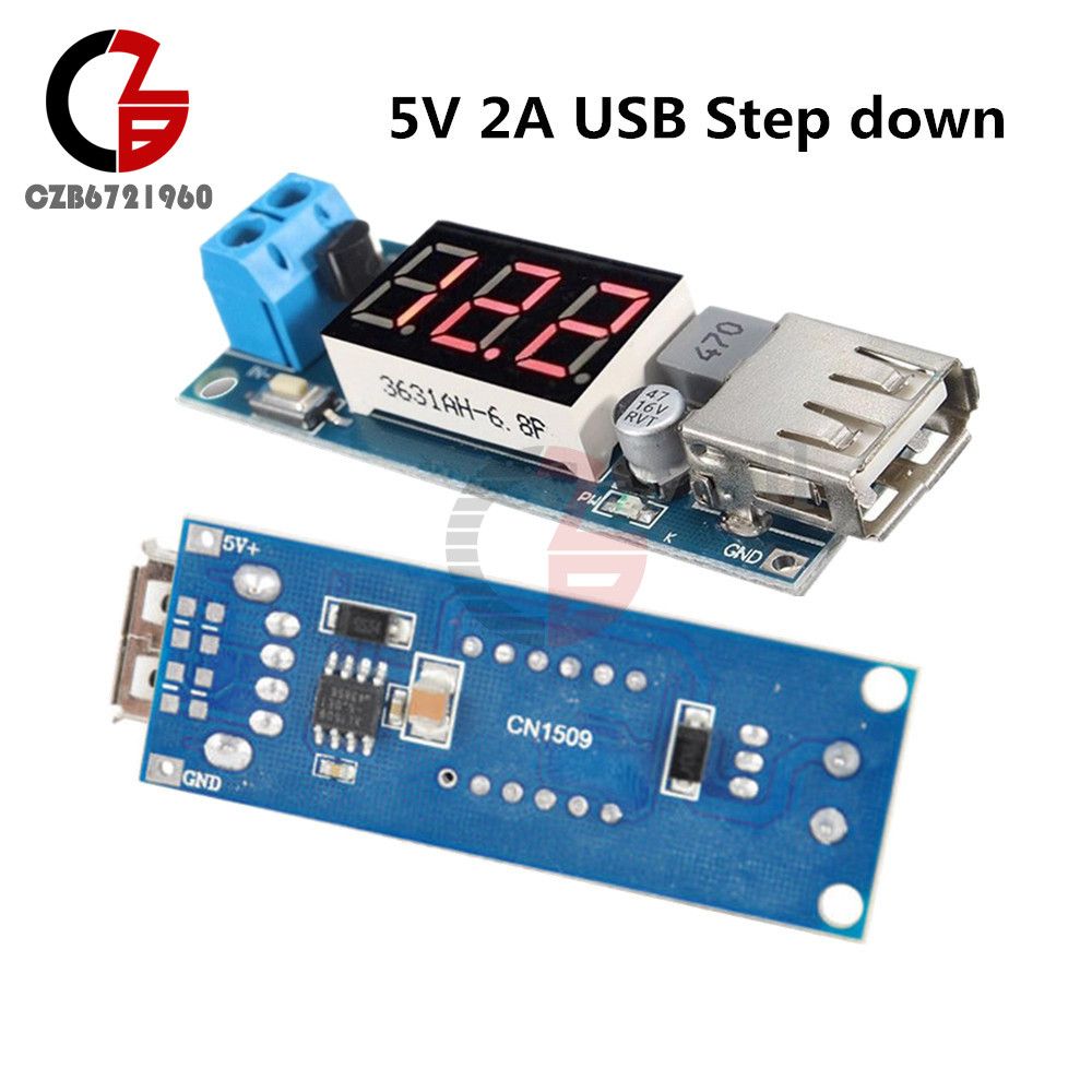 DC-DC 4.5-40V To 5V 2A USB Charger Step down Converter Voltmeter Module CZ