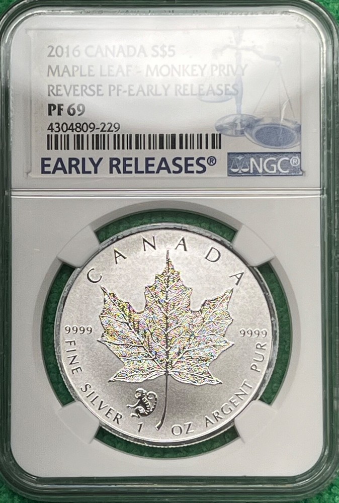 2016 Canada $5 Maple Leaf Monkey Privy Reverse Proof Early Release NGC PF 69