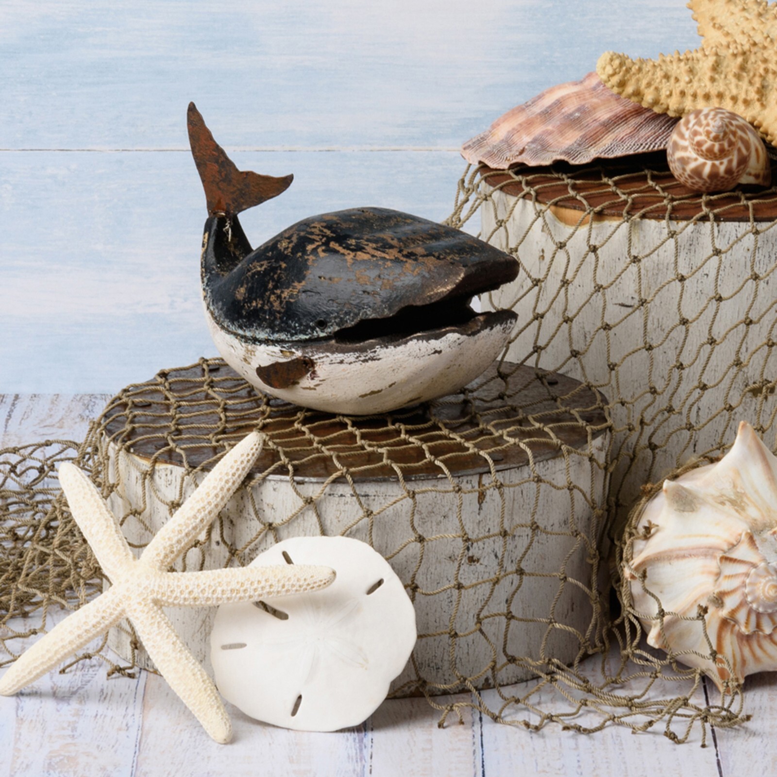 Primitives by Kathy Rustic Whale Sitter Beach House Decor Wood Coastal Rustic