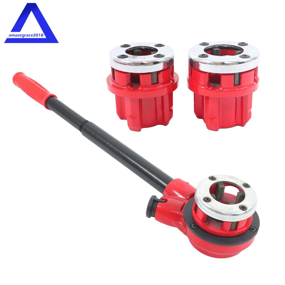 Pipe Threader Ratchet Kit, Manual Ratcheting Pipe Threading Tool Set & 3NPT Dies