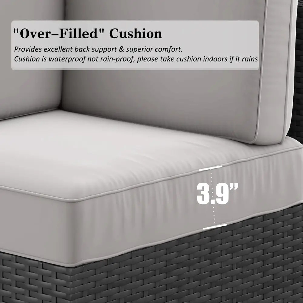 15pc Patio Furniture Set Rattan Wicker Sectional Sofa Fire Pit Table Outdoor