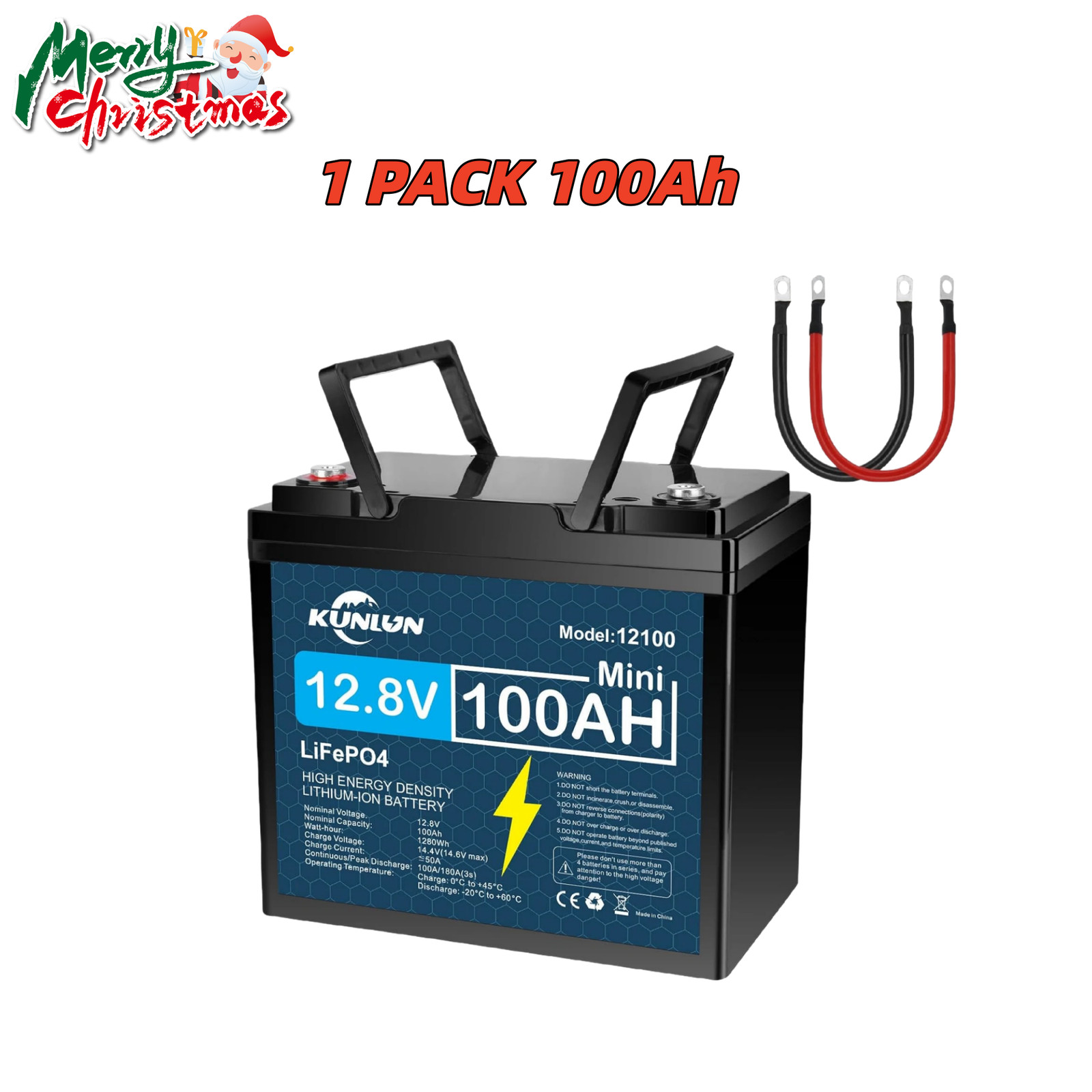 1280Wh 12V 100Ah LiFePO4 Lithium Battery Deep Cycle BMS RV Off-Grid Solar Marine