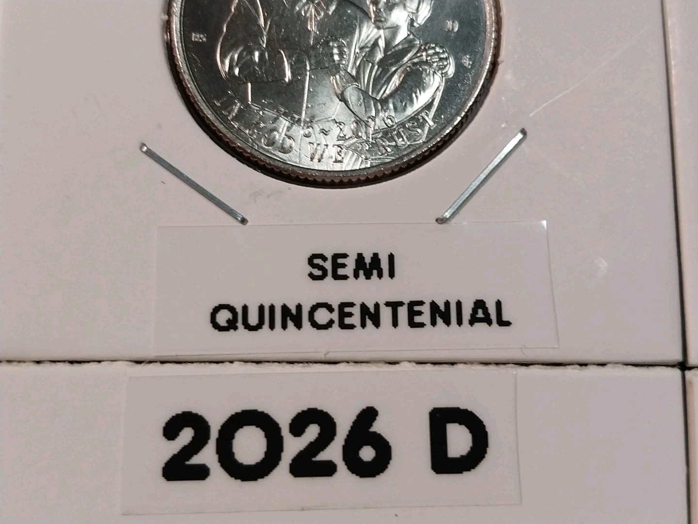 NEAR COMPLETE SET OF 2026 SEMI QUINCENTENIAL COINS IN HOLDERS WITH LABLES 9 PCS