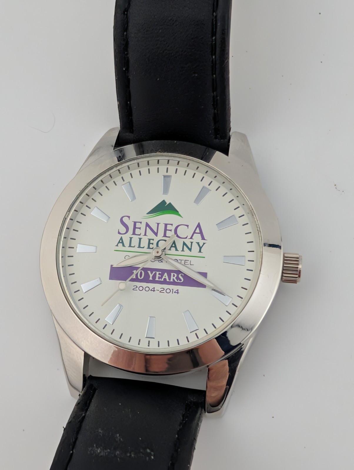 Seneca Allegany Casino Watch 2004-2014 Men Black Leather Band- New Battery