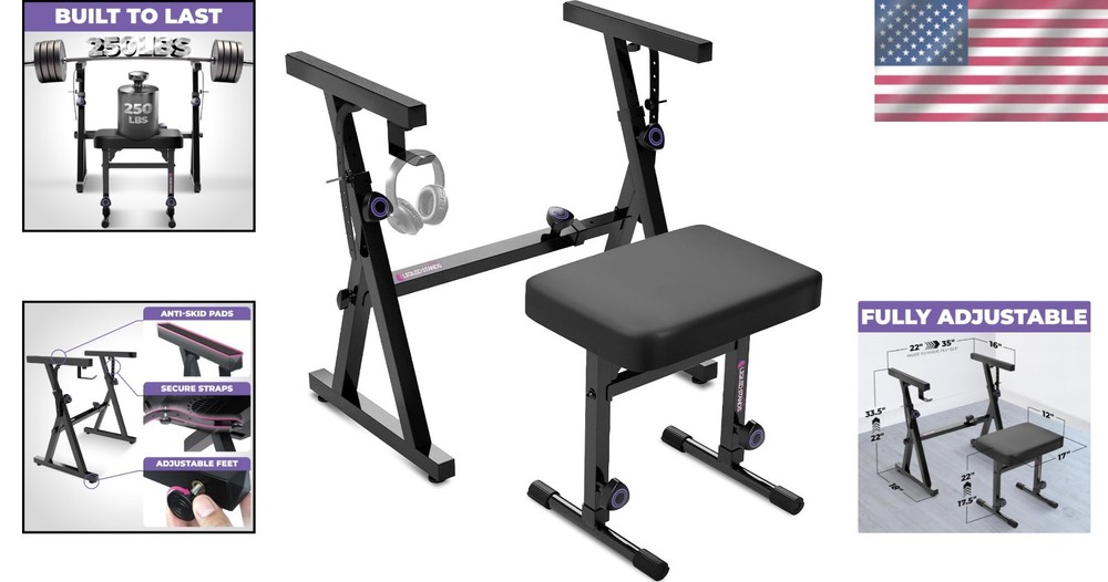 Lightweight Adjustable Digital Piano Stand & Bench - Easy Setup for Musicians