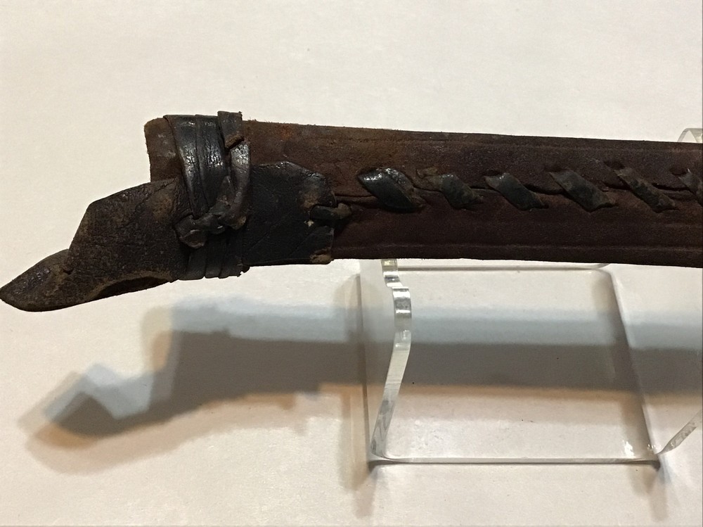 Antique Authentic Creation Dagger Knife Bone Handle Leather Sheath