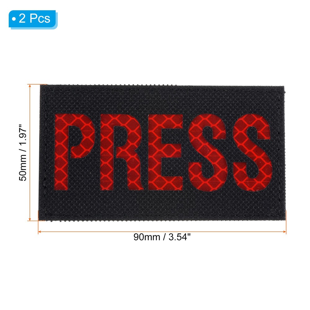 2pcs 2x3.5" Reflective PRESS Patch IR Infrared Hook and Loop Fastener, Red