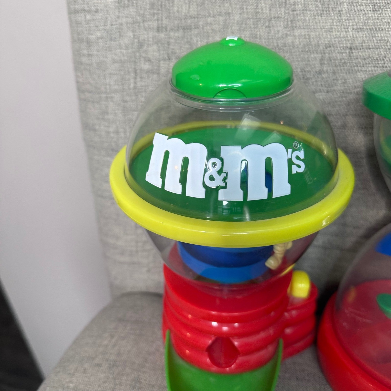 M M candy dispenser toy 2 piece lot spinning spiral chase fun