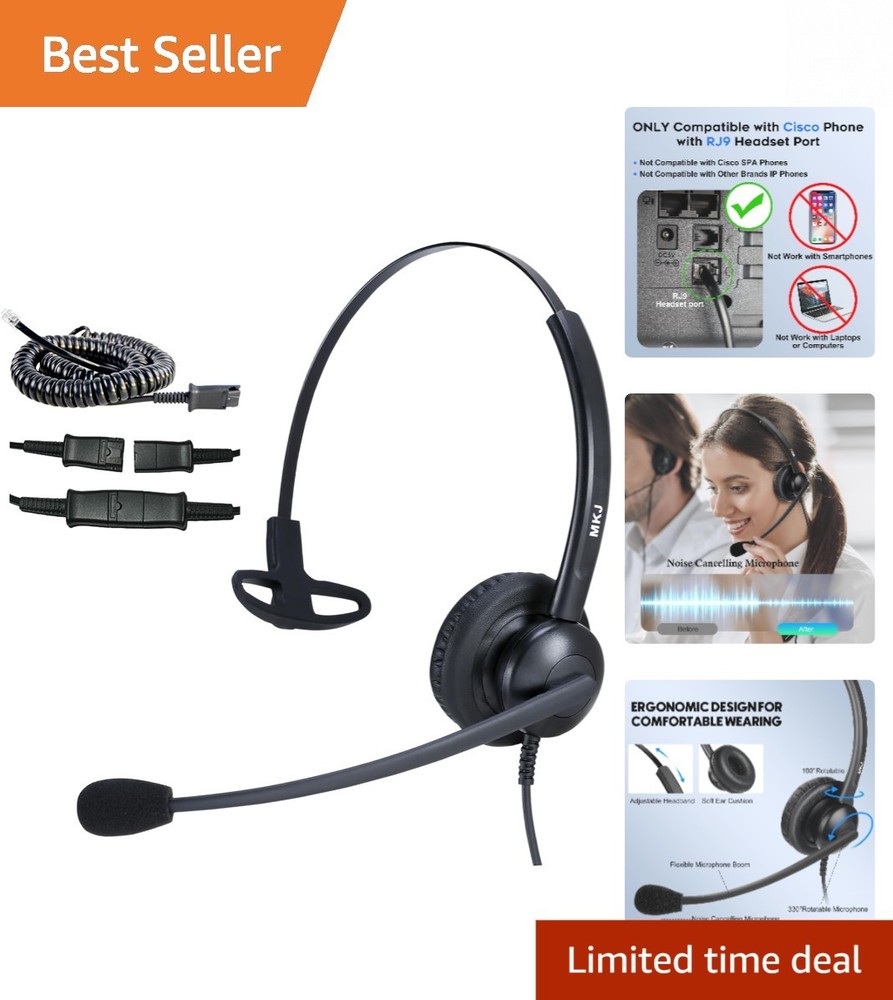 Wired Cisco Office Headset with Noise Cancellation & Quick Disconnect Feature