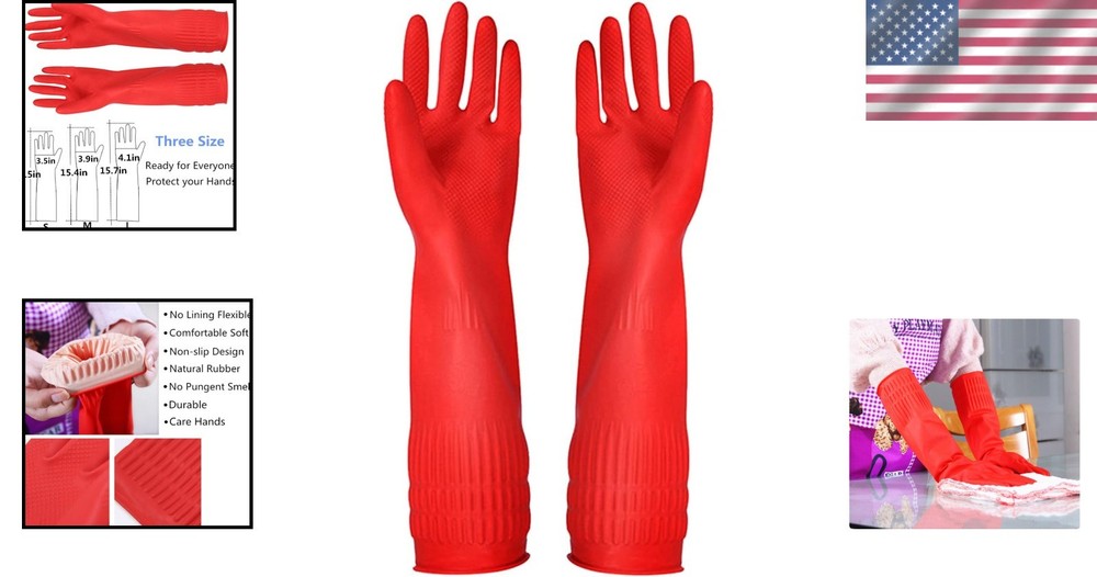 Luxurious Small Waterproof Cleaning Gloves - 3-Pair Set, Perfect for Every Task
