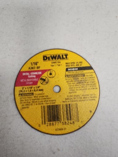 DEWALT DW 8704 3" X 1/16" X 1/4" Cut-Off Wheel 50 Pack New