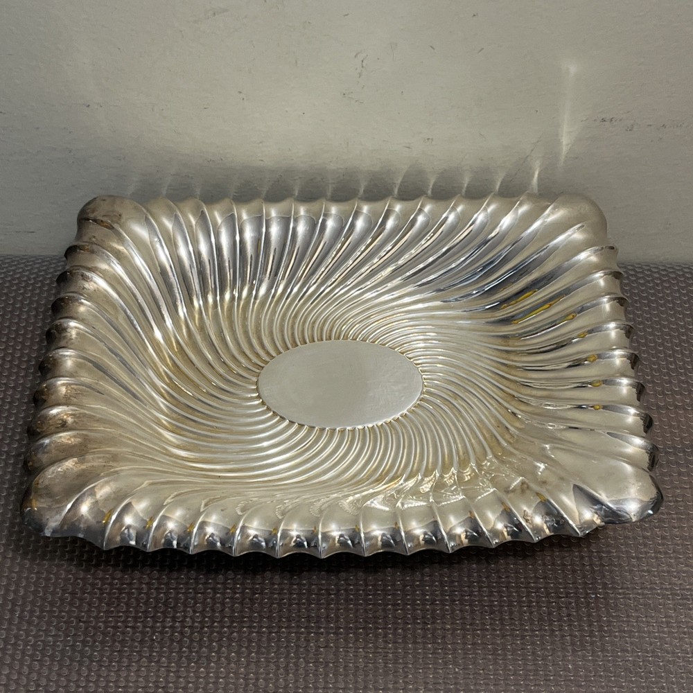 Vintage WILLIAM ADAMS Silver Plate Rectangular Footed Serving Dish 11”x 8.5”