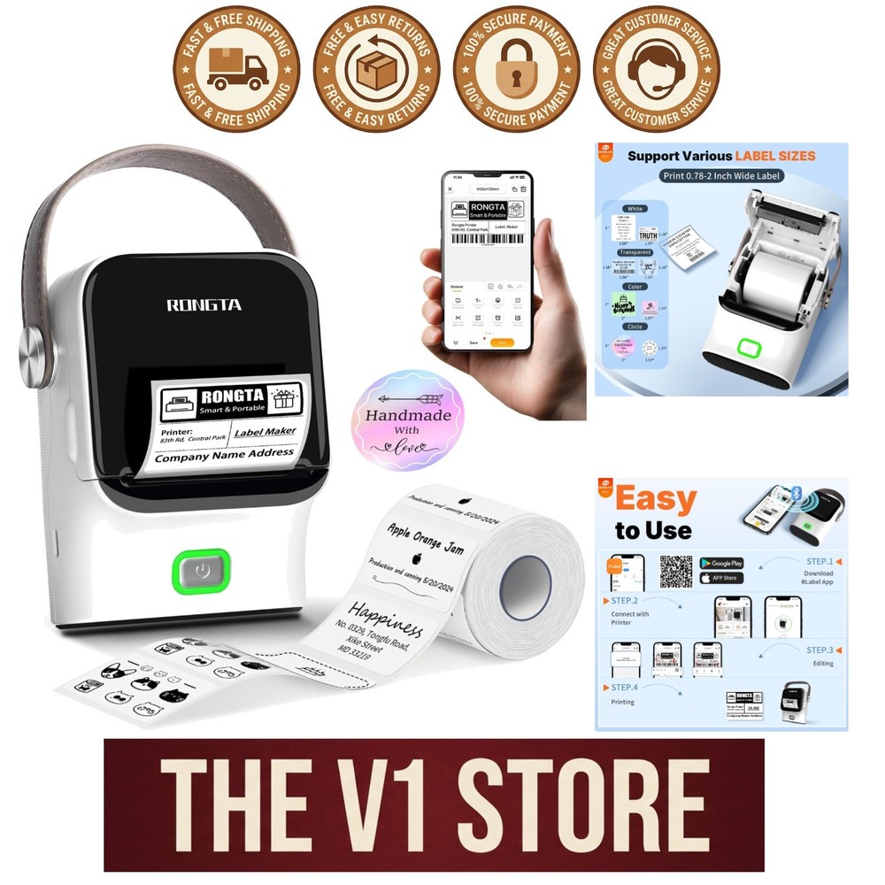 Bluetooth Label Maker Machine with Tape, Thermal Label Printer for Office, Small