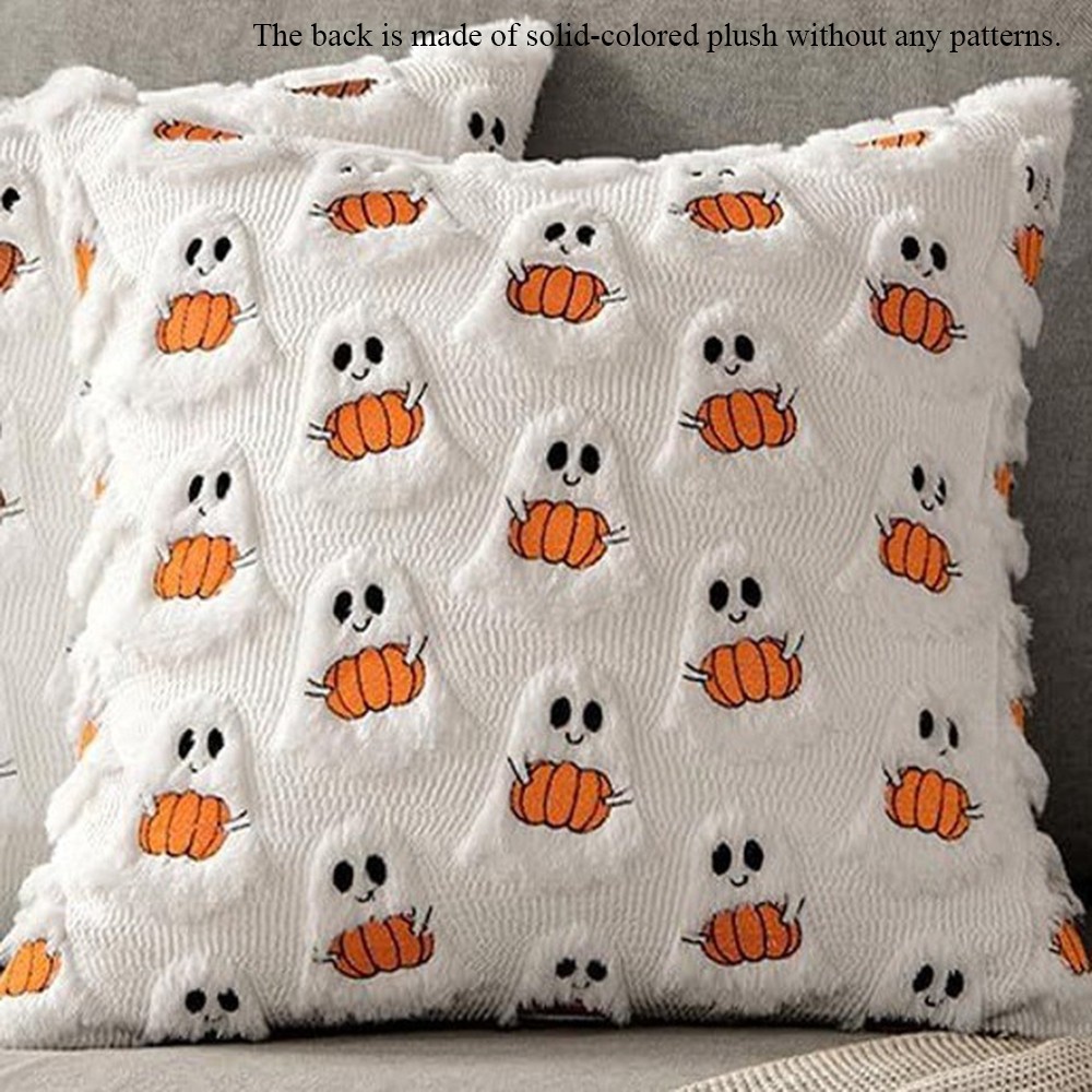 Halloween Ghost Throw Pillow Case Cute Plush Ghost Pillowcase for Home ❥
