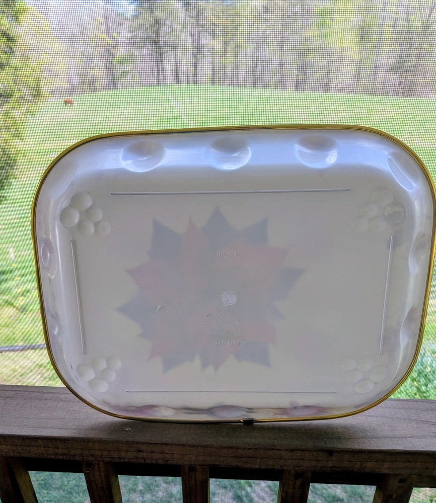 Large Vtg Holiday Serving Platter Rectangular Hard Plastic Durable 12.5" x 16"