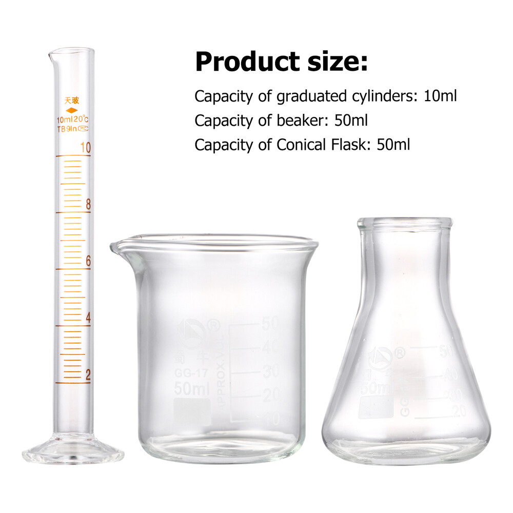 3PCS Beaker and Flask Set Laboratory Glassware Set Laboratory Measuring Device