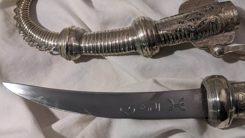 Authentic 13.25" Morocco Dagger Khanjar Handmade Silver Dagger Berber+CORD Camel