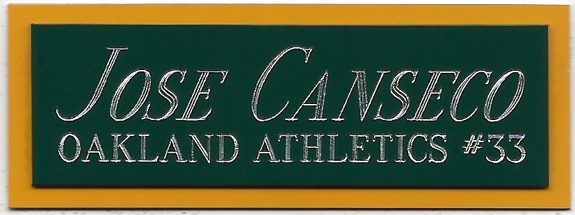 JOSE CANSECO A's NAMEPLATE FOR AUTOGRAPHED Signed Baseball Display CUBE CASE