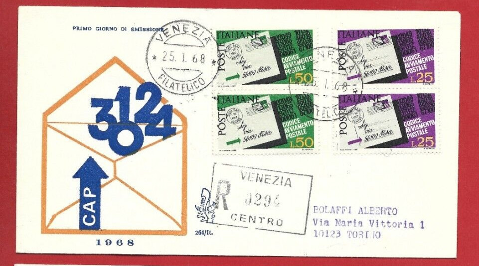 FDC VENETIA VG No. 264 - Postal Start Code RECOMMENDED VENICE 25 I 68