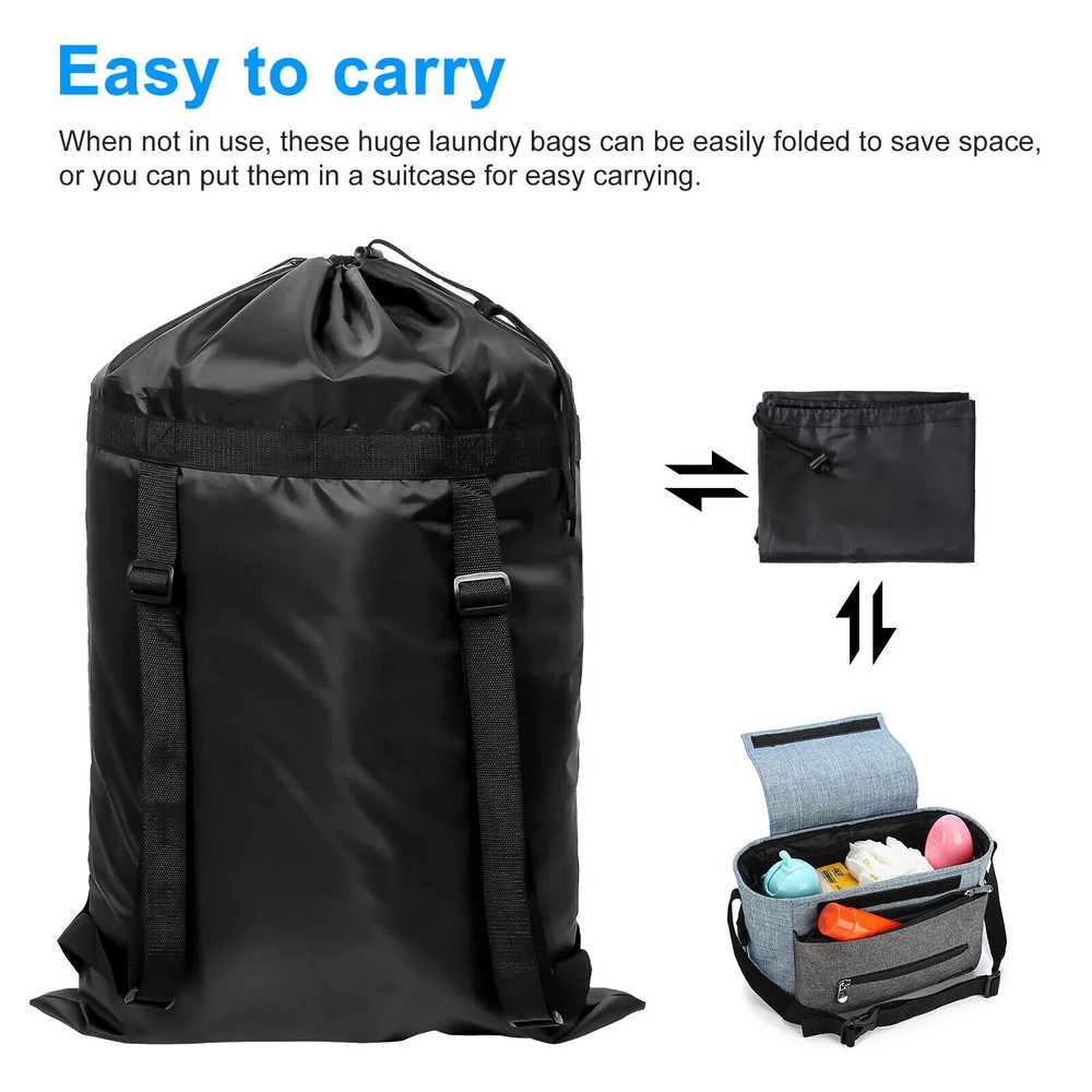 Laundry Bag Backpack Sturdy Laundry Bag, Shoulder Straps Drawstring Heavy Duty