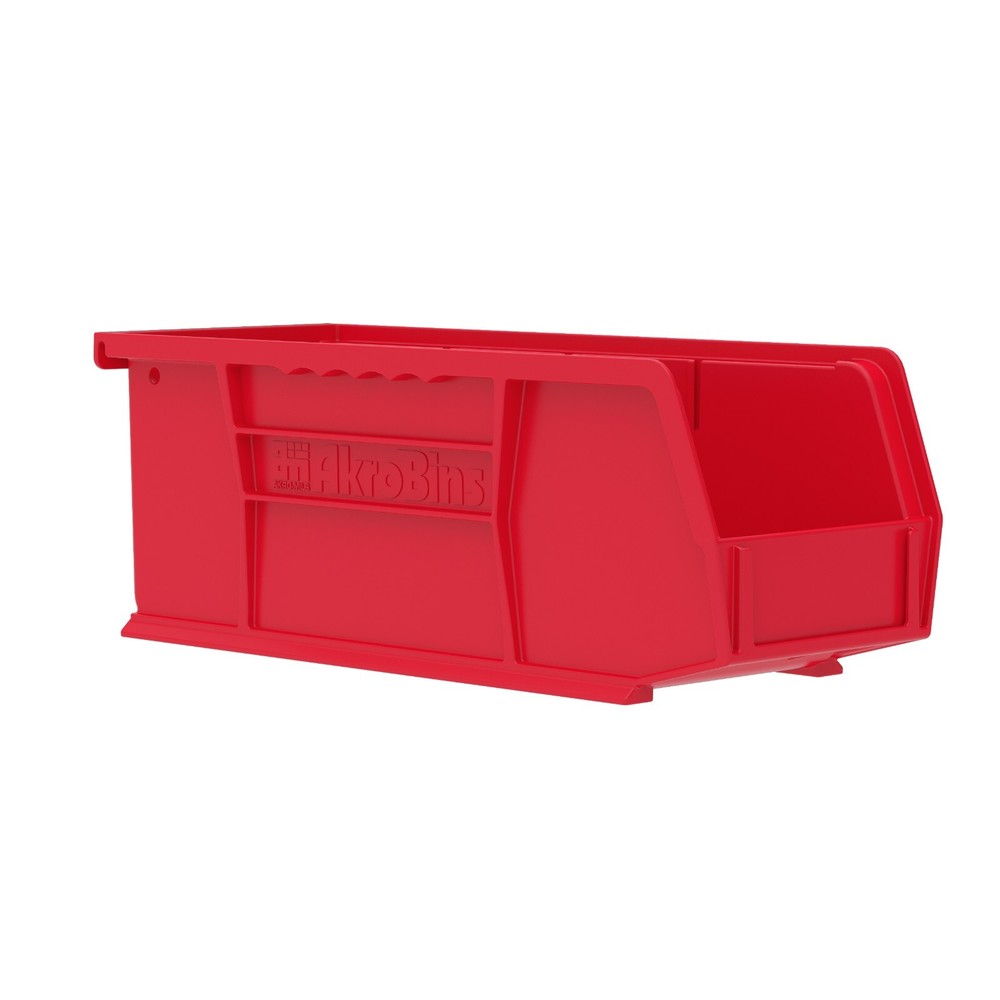 Akro-Mils 30224 6Pack Plastic Hanging Stackable Storage Organizer Bins, RED