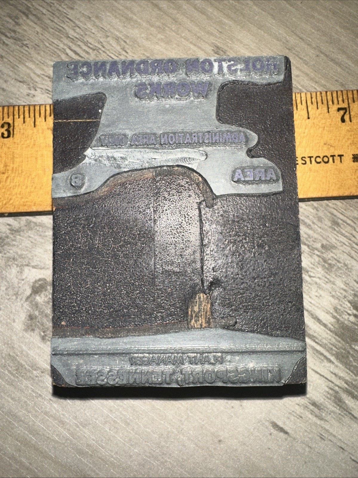 Printing Block “ Holston Ordnance Works Kingsport, Tennessee “ Plant Manager￼