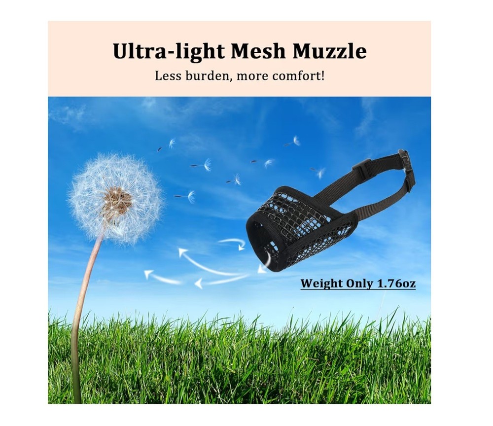 Dog Muzzle Soft Mesh Breathable for Small Medium Large Dogs, Biting Chewing G...