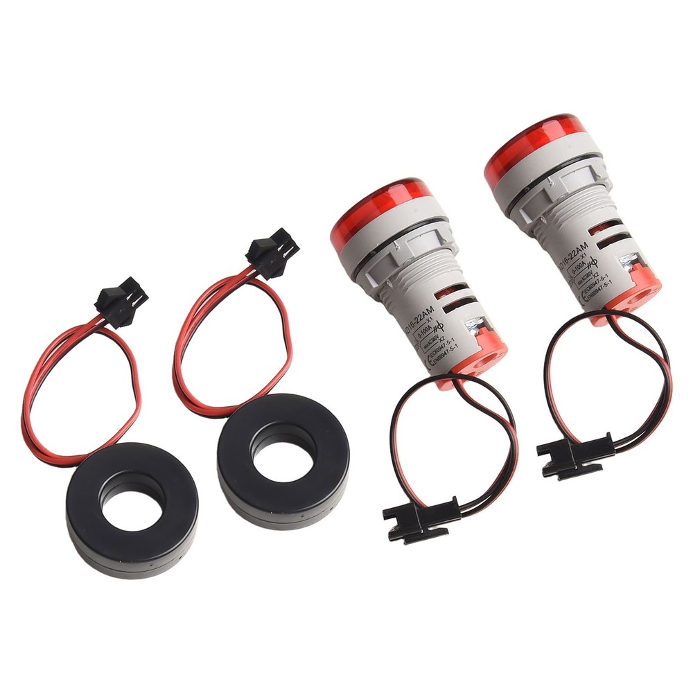2 Pcs Red LED AC Ammeter Round Display Current Indicator for Power Use
