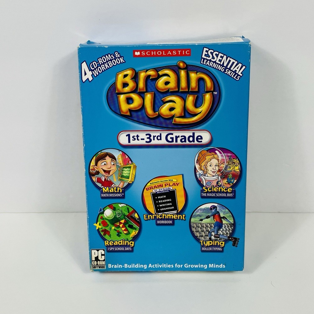 Scholastic Brain Play 1st Grade 3rd edition PC CD-ROM Software Children's Game