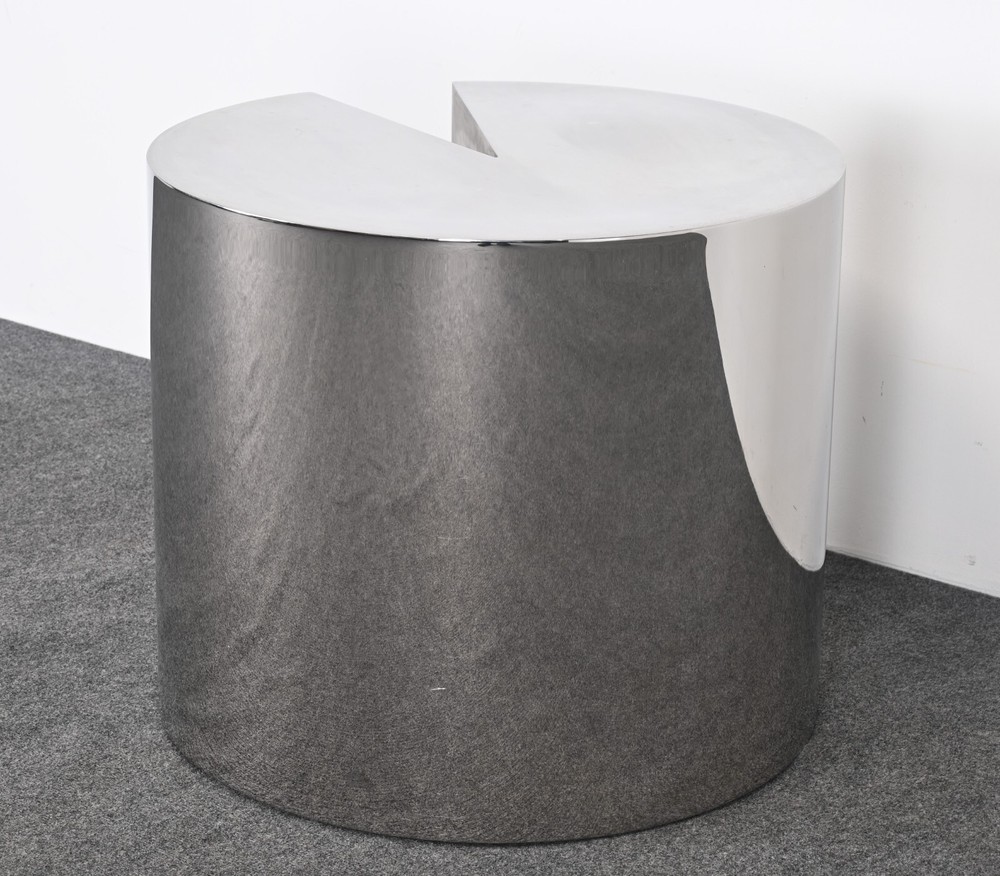 Leon Rosen Pace Style Solid Stainless Steel Side Table, 1980s